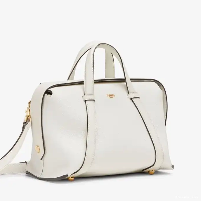 Affordable Affordable Medium Fendi Grained Bag White Leather Boston In 365 0209