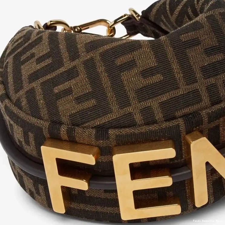 Cheap Affordable Mini Fendigraphy Fabric In Motif Bag Hobo Fendi Brown FF 0215