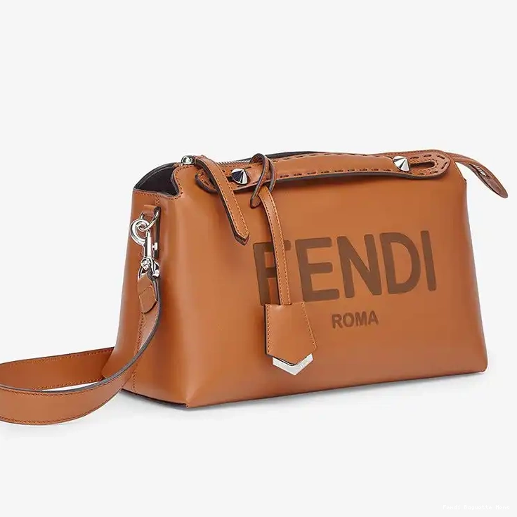 Cheap Affordable Way In By Medium Brown Fendi Leather Calf The ROMA Bag Logo Boston 0225