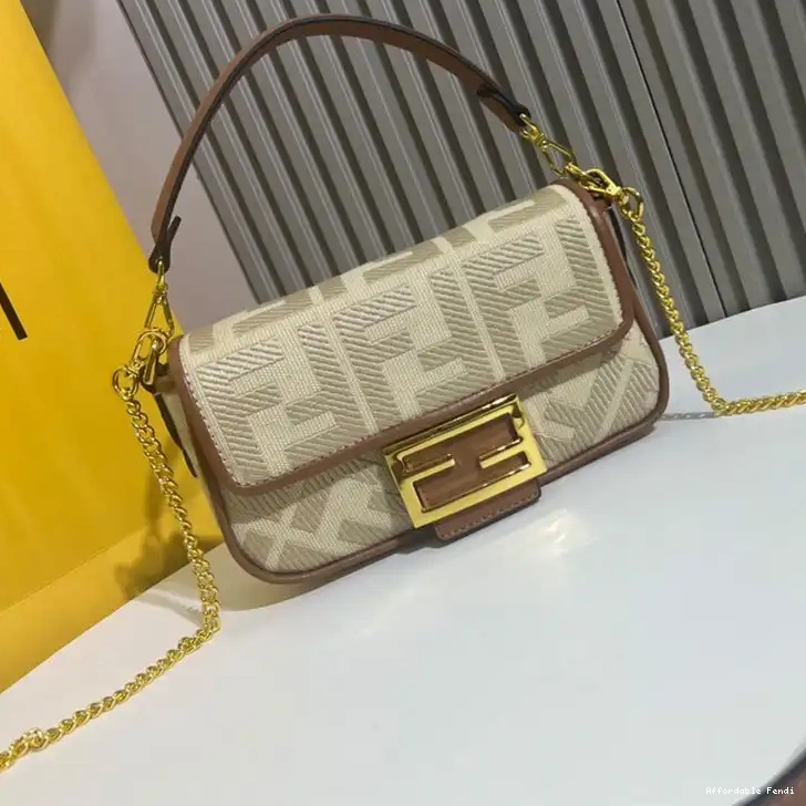 Affordable Affordable Baguette FF Mini Bag In Fendi Beige Motif Canvas 0209