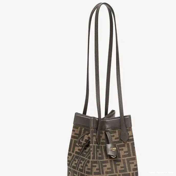 Cheap Affordable Fendi Fabric Bag In Motif Origami Mini FF Brown 0223