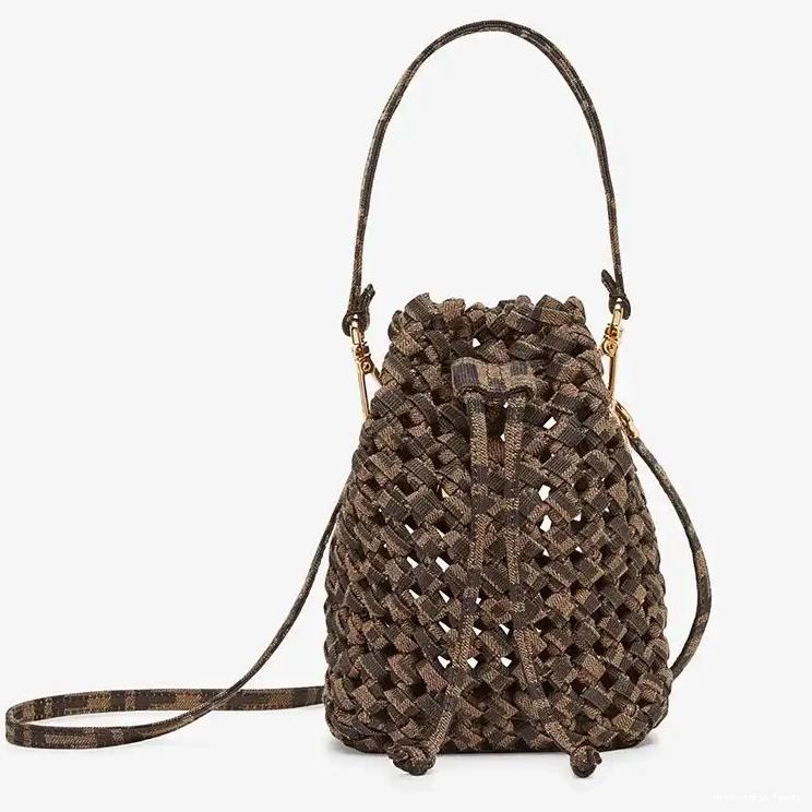 Affordable Affordable Fabric Fendi Mini Bucket Interlace Mon Tresor Coffee In Bag 0226