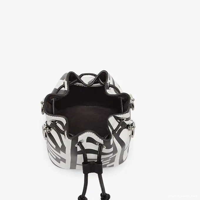 Cheap Affordable Leather Tresor Mini Bucket Capsule Fendi Roma Fendi Mon Bag White Black In 0216