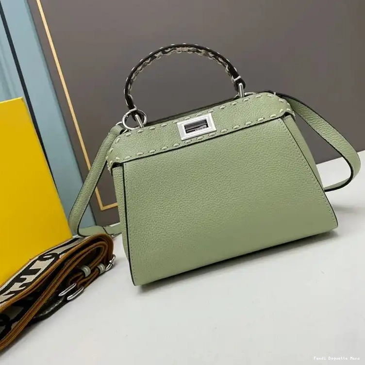 Affordable Affordable Leather Iconic Green Stitching Bag In Mini Calf Peekaboo Fendi 0218