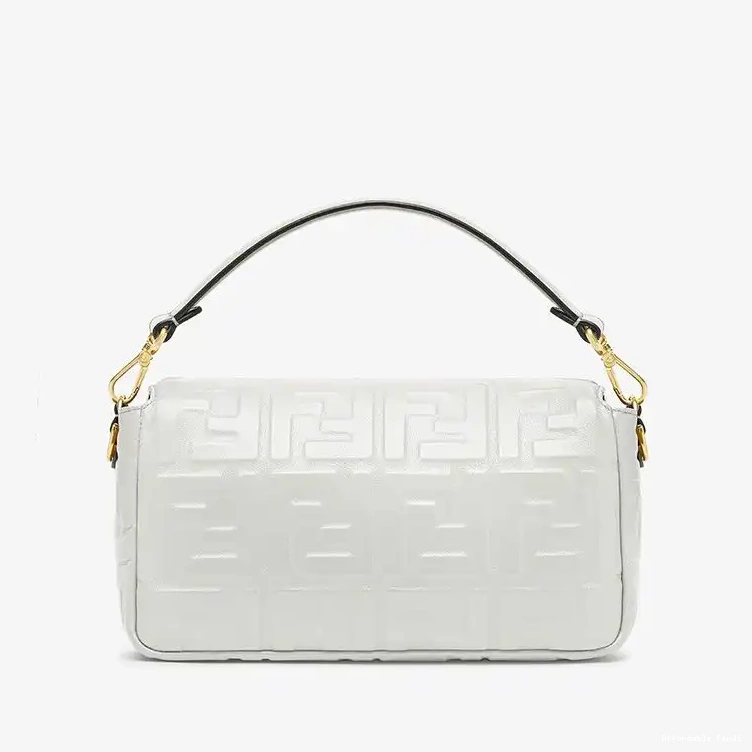 Affordable Affordable Leather White In Medium Baguette Fendi FF Motif Bag Nappa 0210