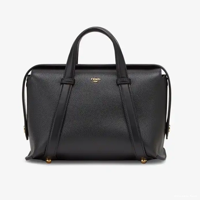 Affordable Affordable Boston Grained Medium Black Fendi Leather In 365 Bag 0213