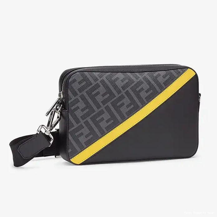 Cheap Affordable Compact Motif Fabric Yellow Case FF Black In Camera Fendi 0226