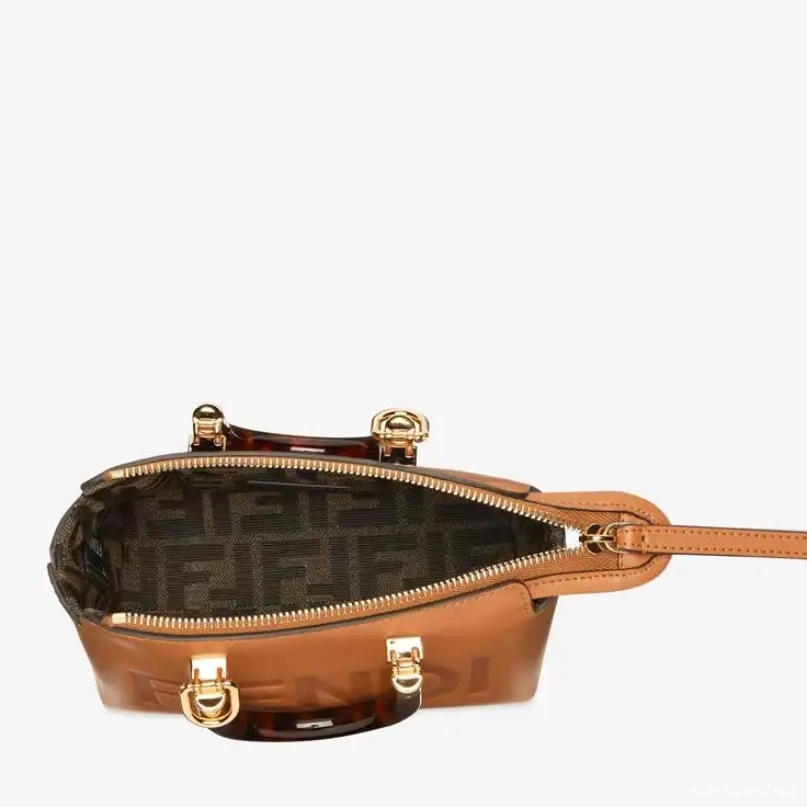 Affordable Affordable In The Way By ROMA Brown Logo Mini Calf Bag Fendi Leather Boston 0217