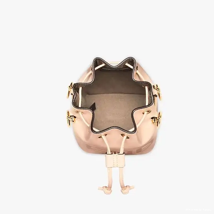 Cheap Affordable Cherry Calf Bucket ROMA Logo Mon Leather Mini Bag In Fendi Tresor 0211