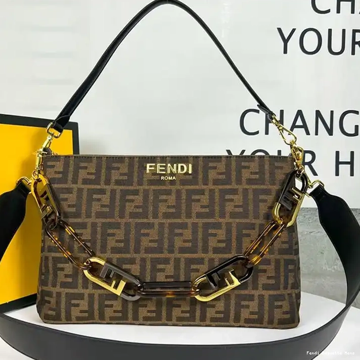 Cheap Affordable Shoulder Fendi FF Zip O'Lock In Motif Bag Brown Fabric 0223