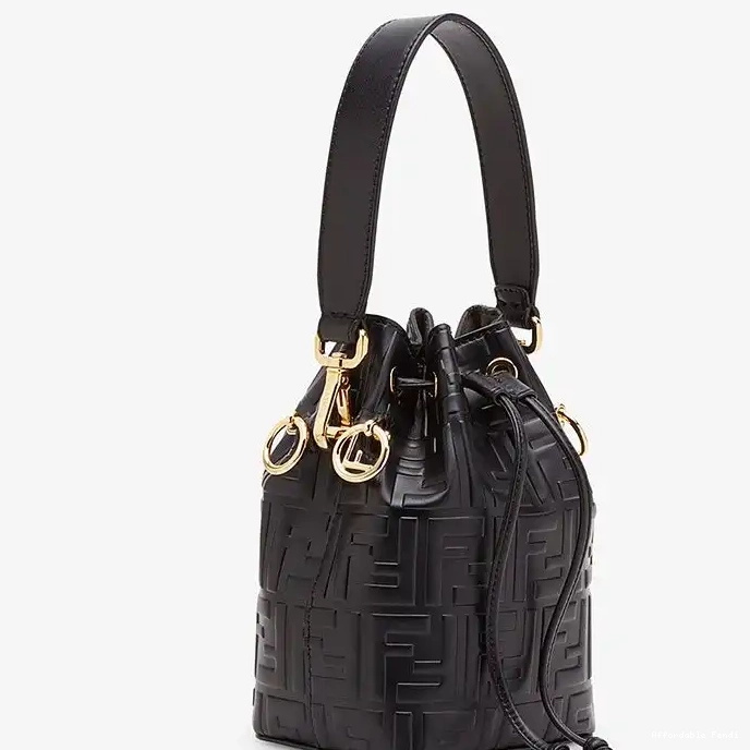 Affordable Affordable Black FF Fendi Bucket Motif Tresor Mini Bag Leather In Mon Calf 0225