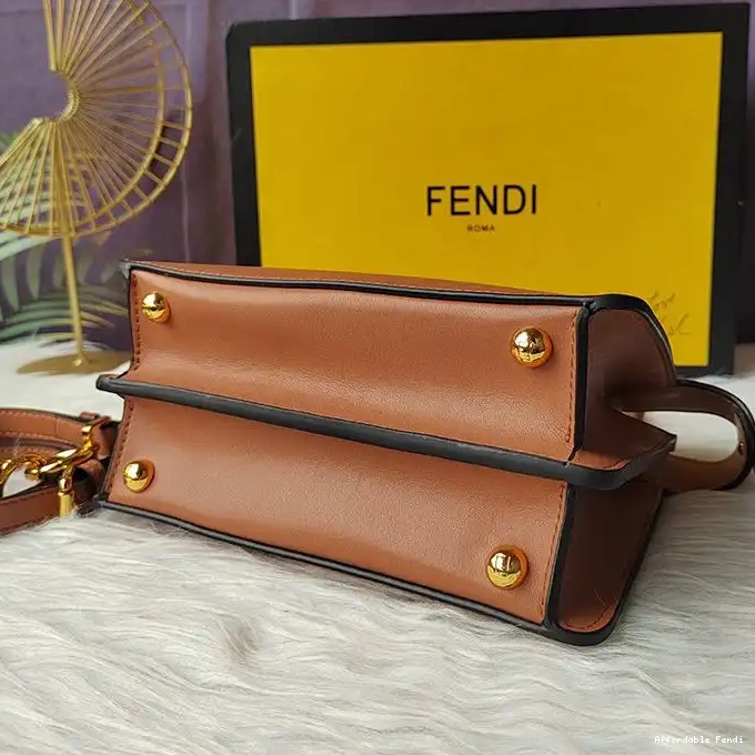 Affordable Affordable Brown Peekaboo Leather Petite Fendi ISeeU In Nappa Bag 0213