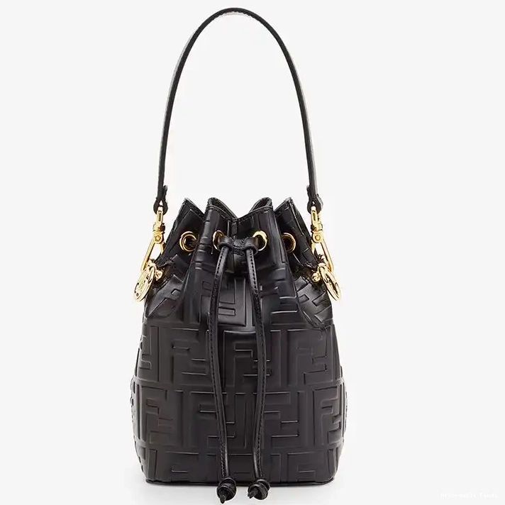 Affordable Affordable Black FF Fendi Bucket Motif Tresor Mini Bag Leather In Mon Calf 0225