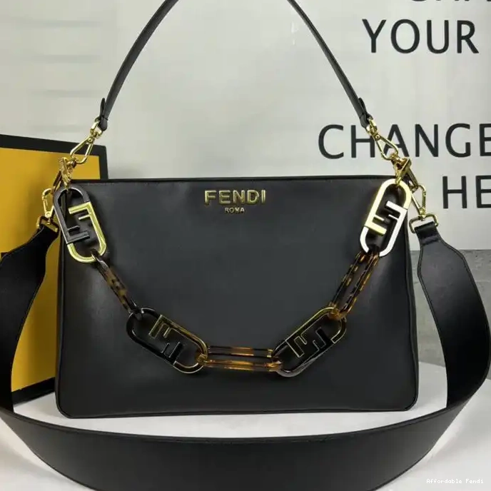 Affordable Affordable In Calf Fendi Black Shoulder Bag Zip O'Lock Leather 0224