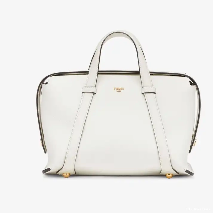 Affordable Affordable Medium Fendi Grained Bag White Leather Boston In 365 0209