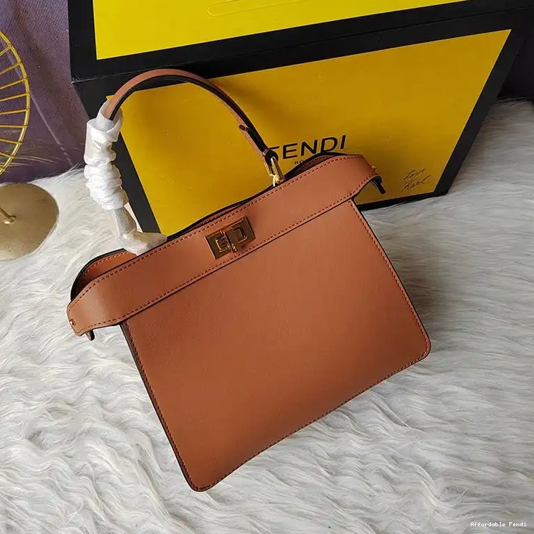 Affordable Affordable Brown Peekaboo Leather Petite Fendi ISeeU In Nappa Bag 0213