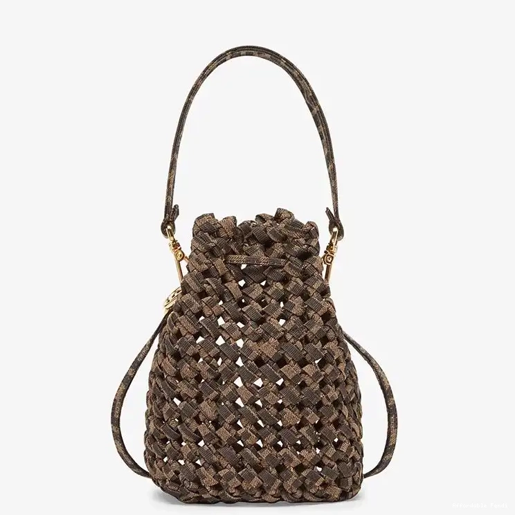 Affordable Affordable Fabric Fendi Mini Bucket Interlace Mon Tresor Coffee In Bag 0226