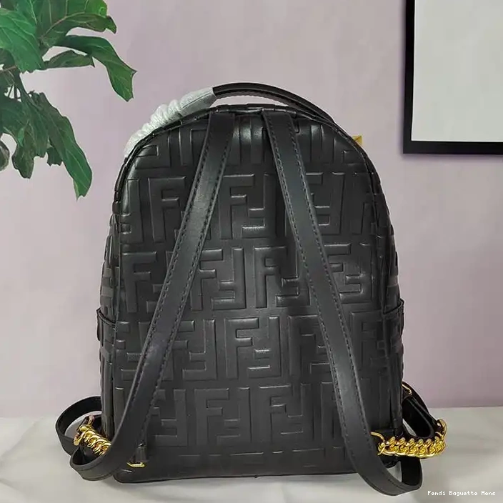 Affordable Affordable Motif Fendi Black Leather Mini Nappa FF Backpack In 0221