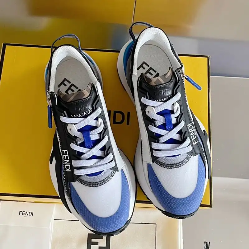 Affordable Affordable Fendi Flow Sneakers Men Mesh and Suede Blue 0206