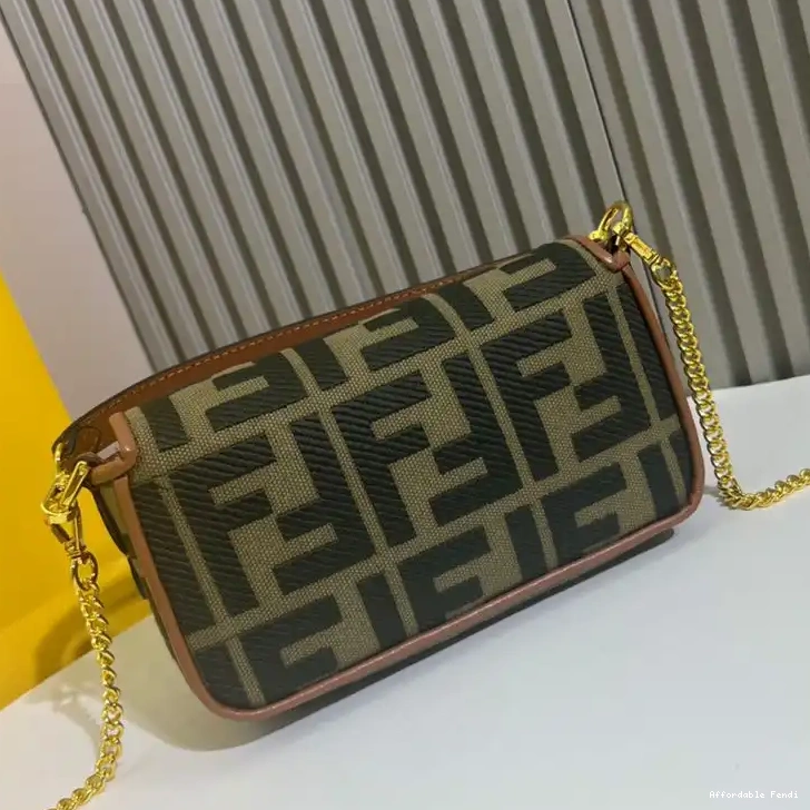 Affordable Affordable Motif Green Mini Canvas Fendi In FF Baguette Bag 0211