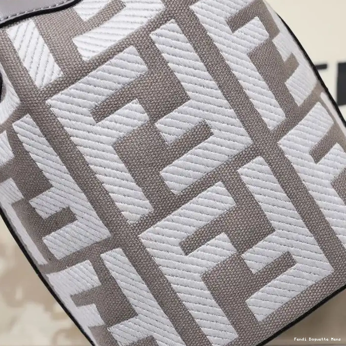 Affordable Affordable Grey with Bag Tresor Woven Fendi In FF Mini Handle Canvas Motif Mon Bucket 0221