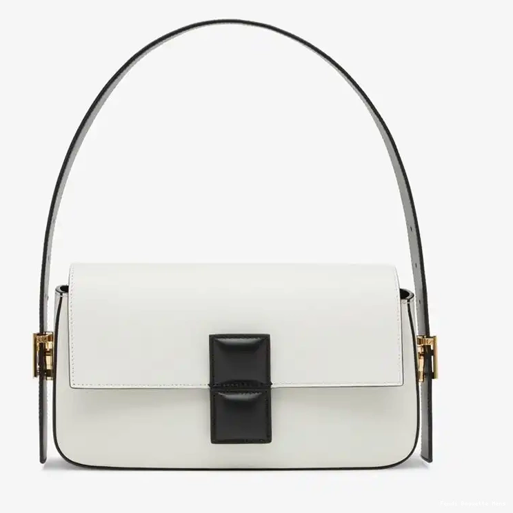 Cheap Affordable Bag Medium Baguette Leather White Fendi In Nappa Twist 0212