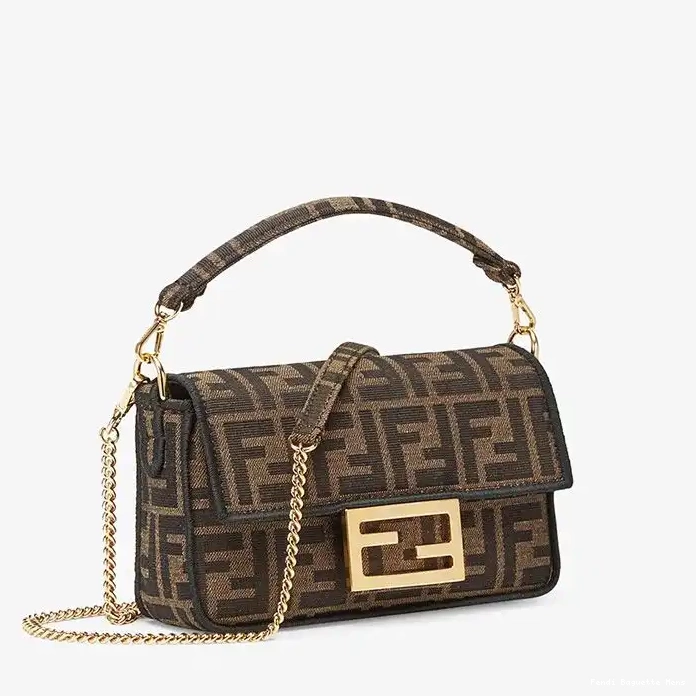 Affordable Affordable Mini Fabric Baguette In FF Fendi Motif Bag Brown 0218