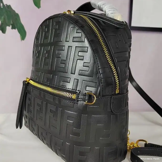 Affordable Affordable Nappa In Mini Black Leather Motif Fendi Backpack FF 0208