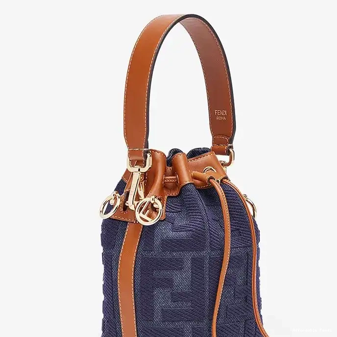 Affordable Affordable In FF Bag Motif Blue Mini Mon Fendi Tresor Canvas Bucket 0224