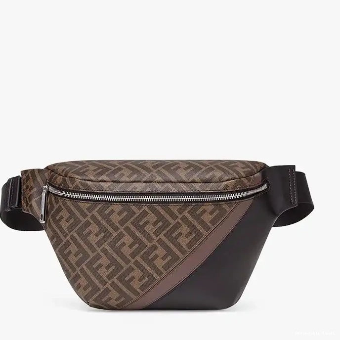 Affordable Affordable Fendi Motif In Belt Coffee FF Brown Bag Fabric 0222