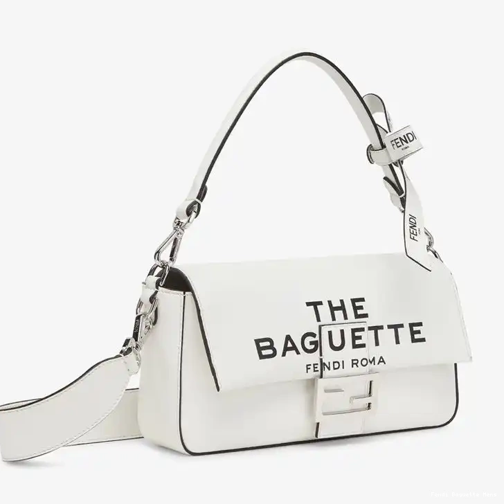 Cheap Affordable Baguette Baguette In Medium The Nappa Leather Bag Fendi White Motif 0210