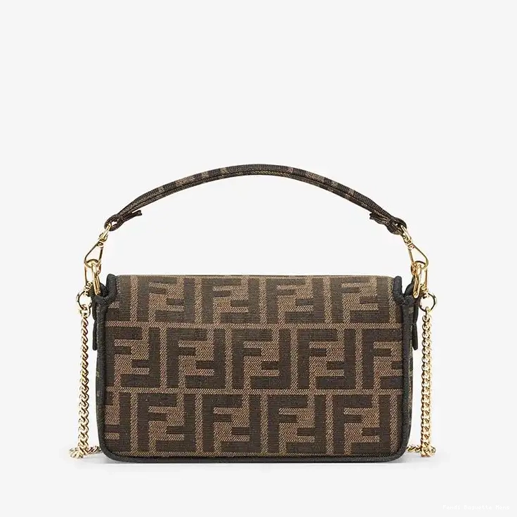 Affordable Affordable Mini Fabric Baguette In FF Fendi Motif Bag Brown 0218