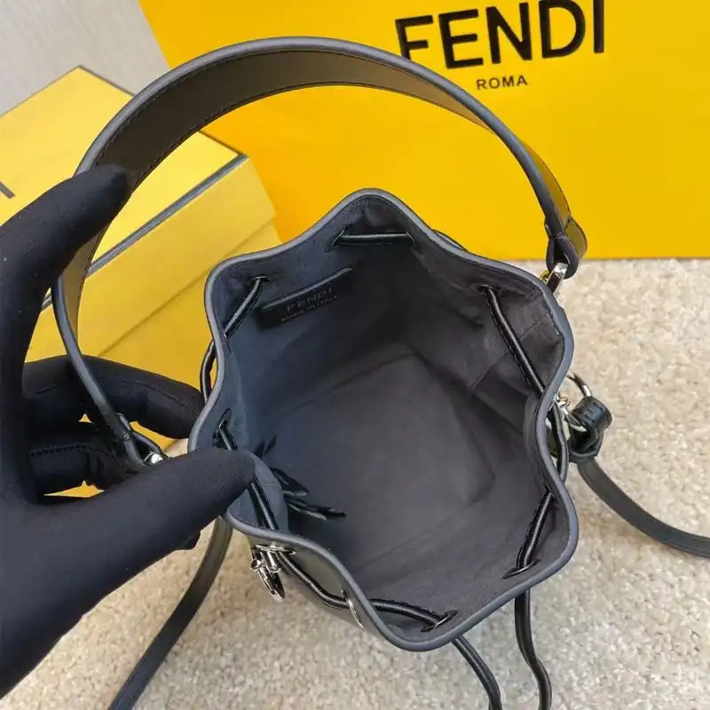 Affordable Affordable Fendi Mini Mon Tresor Bucket Bag In FF Motif Calf Leather Brown Black 0204