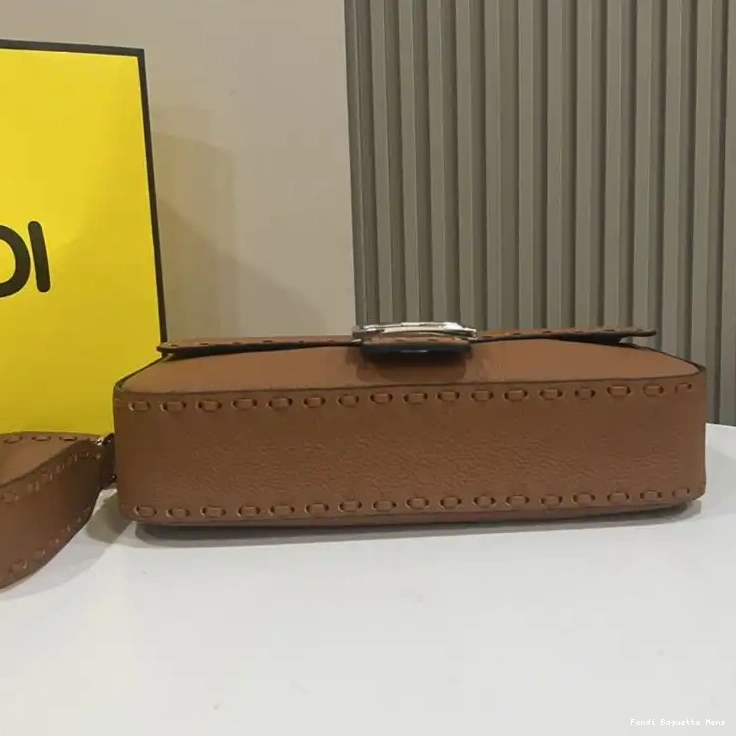 Affordable Affordable Romano Leather Selleria Medium In Cuoio Brown Fendi Bag Baguette 0221