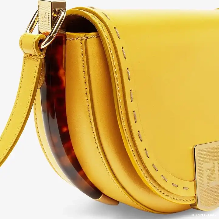 Affordable Affordable Moonlight In Fendi ROMA Calf Yellow Logo Leather Bag 0224