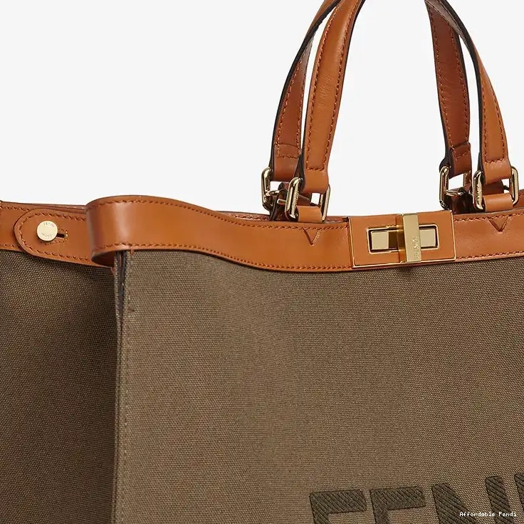 Affordable Affordable Brown Fendi Logo ROMA X-Tote Medium In Peekaboo Canvas 0219