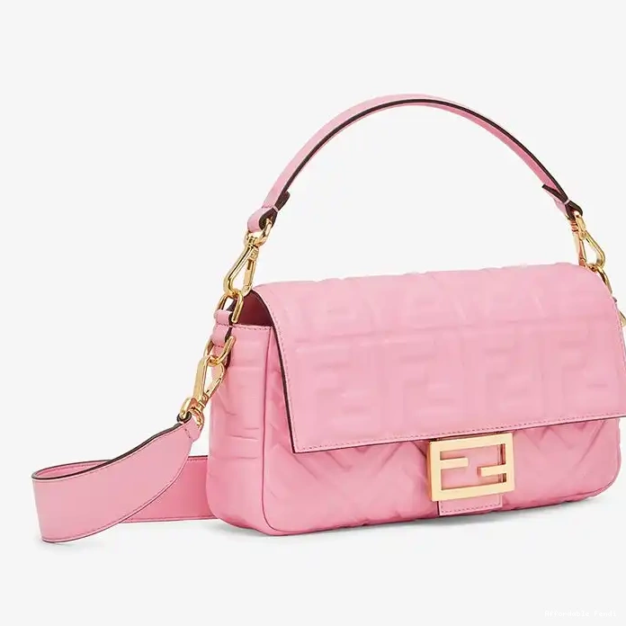 Cheap Affordable FF Motif Nappa Baguette Leather In Fendi Bag Pink Medium 0219