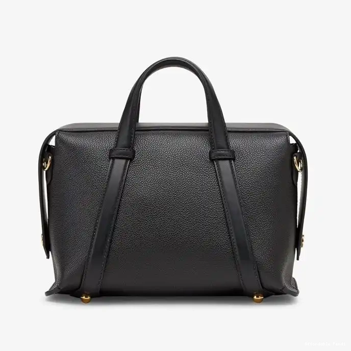 Affordable Affordable Boston Grained Medium Black Fendi Leather In 365 Bag 0213