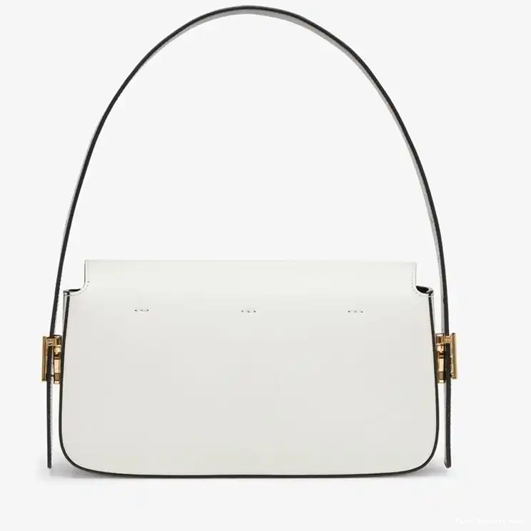 Cheap Affordable Bag Medium Baguette Leather White Fendi In Nappa Twist 0212