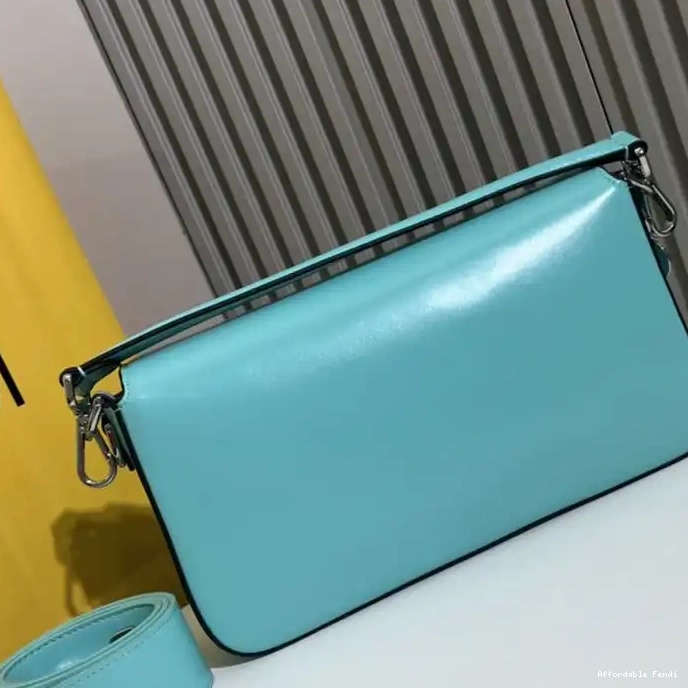 Cheap Affordable Bag Baguette Leather Tiffany Smooth Blue In Fendi Medium 0213