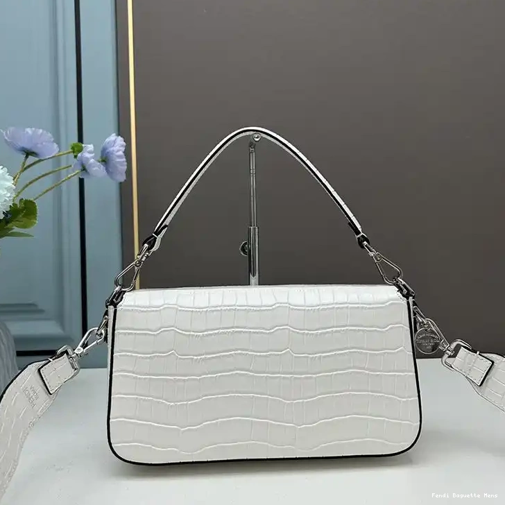 Affordable Affordable In Crocodile White Bag Leather Fendi Re-Edition Medium Baguette 0219