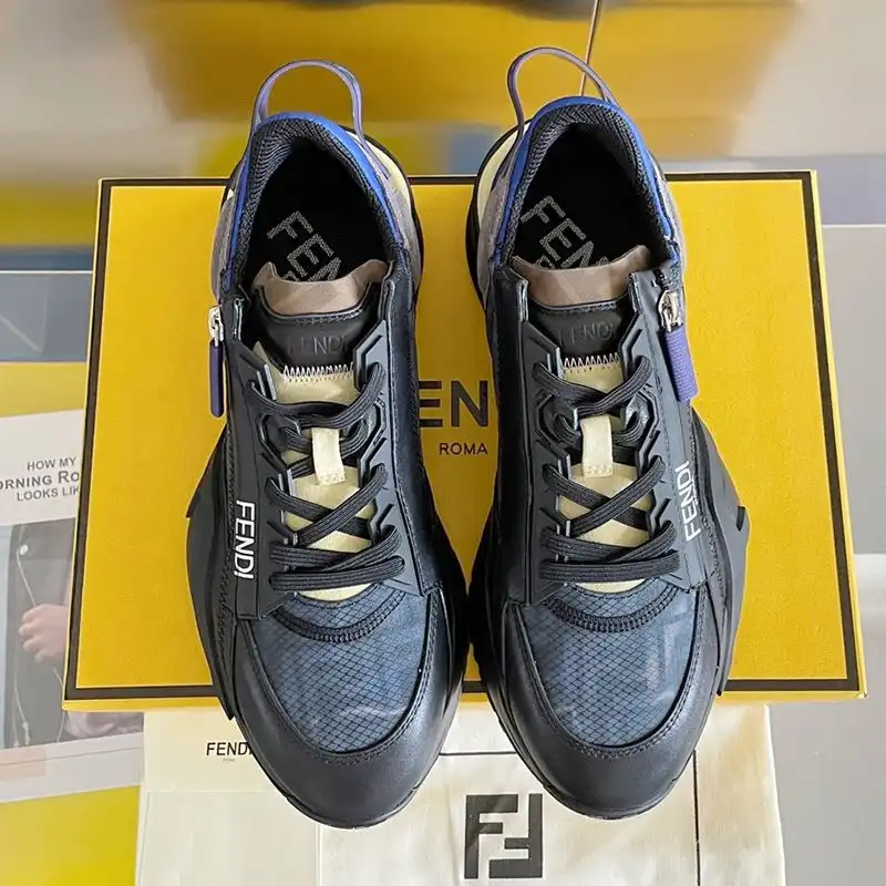 Affordable Affordable Fendi Flow Sneakers Men FF Motif Fabric and Suede Black 0205