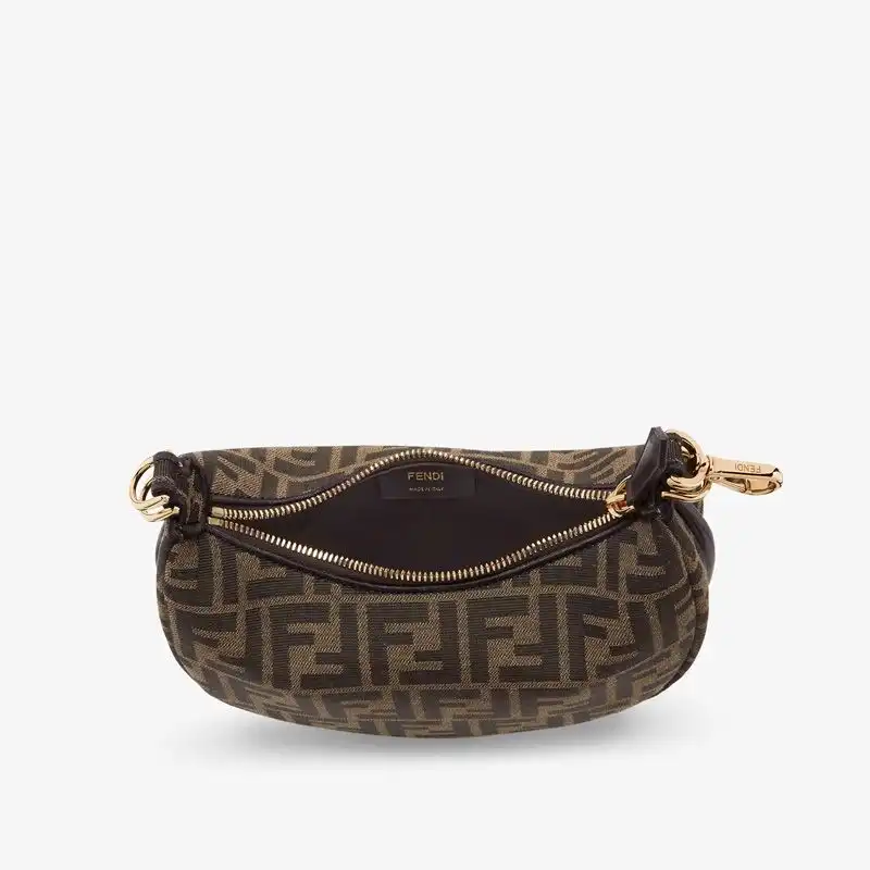 Cheap Affordable Fendi Mini Fendigraphy Hobo Bag In FF Motif Fabric Brown 0204