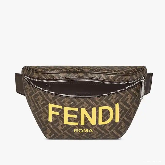 Affordable Affordable Bag ROMA Brown Logo Fendi Fabric FF In Belt Motif 0218