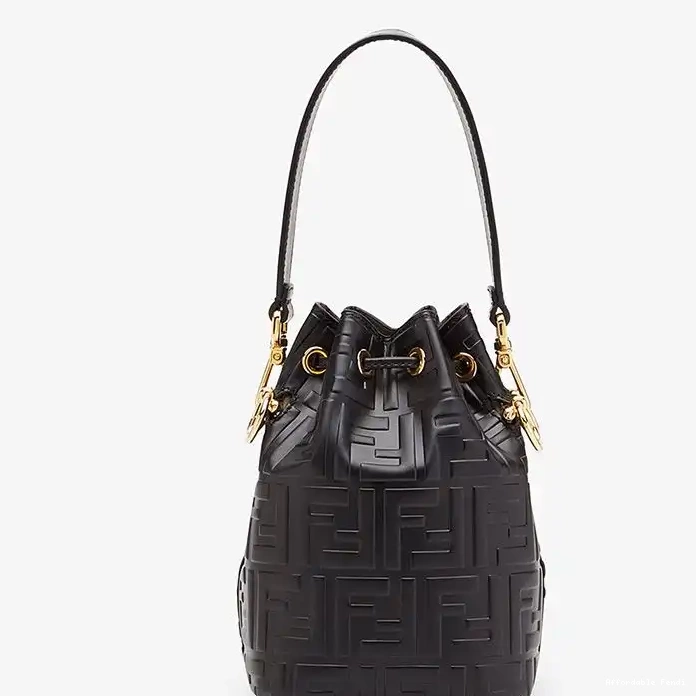 Affordable Affordable Black FF Fendi Bucket Motif Tresor Mini Bag Leather In Mon Calf 0225