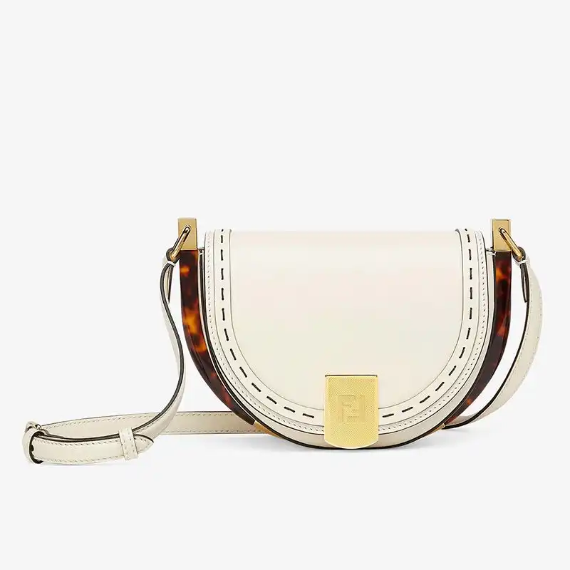 Affordable Affordable Fendi Moonlight Bag In ROMA Logo Calf Leather White 0204