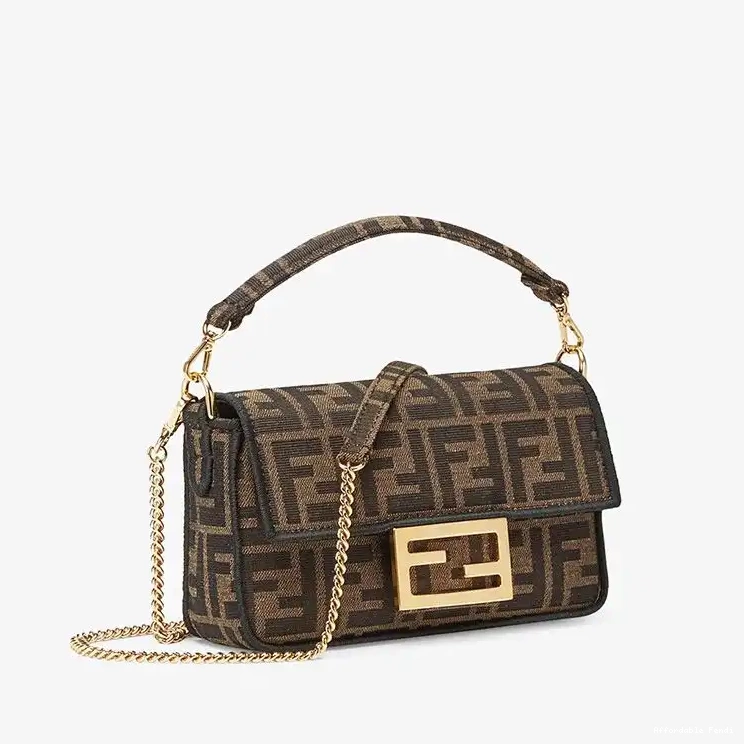 Affordable Affordable Baguette Fabric FF Motif Bag Brown Fendi Mini In 0210