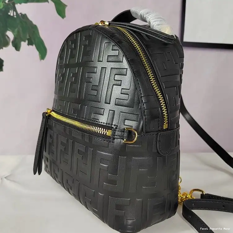 Affordable Affordable Motif Fendi Black Leather Mini Nappa FF Backpack In 0221