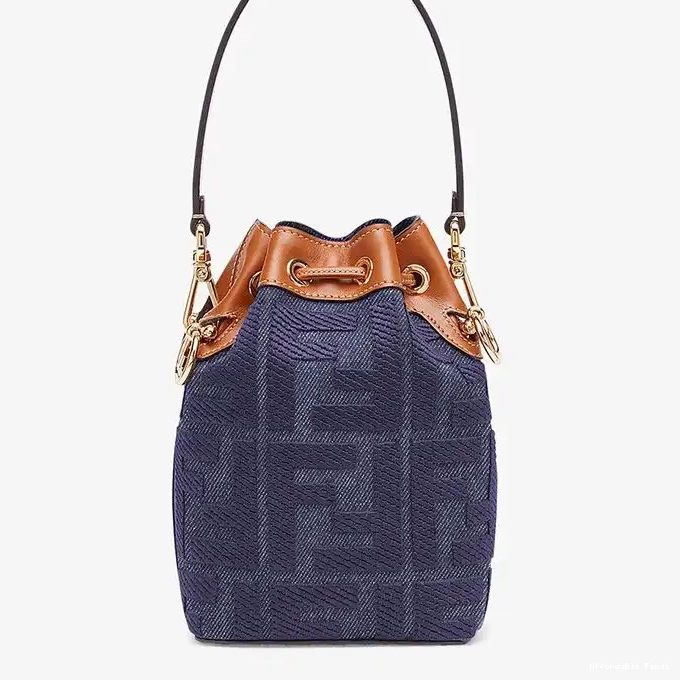 Affordable Affordable In FF Bag Motif Blue Mini Mon Fendi Tresor Canvas Bucket 0224