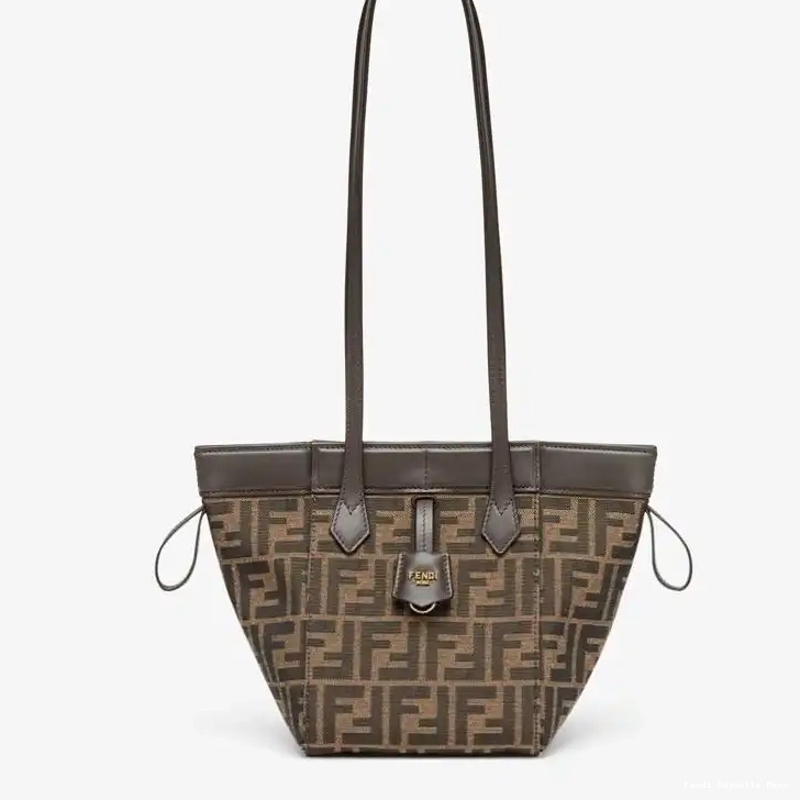 Cheap Affordable Fendi Fabric Bag In Motif Origami Mini FF Brown 0223